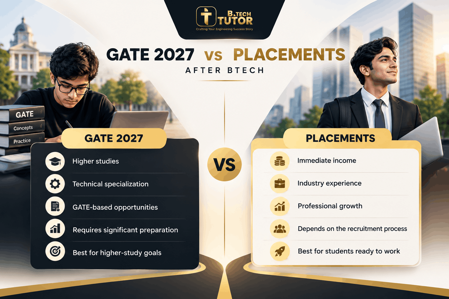 GATE vs Placement Quick Comparison Points