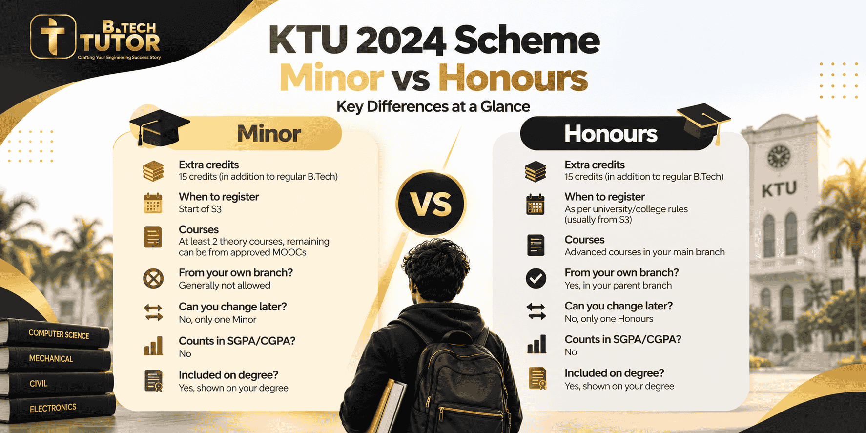 KTU Minor vs Honours comparison infographic